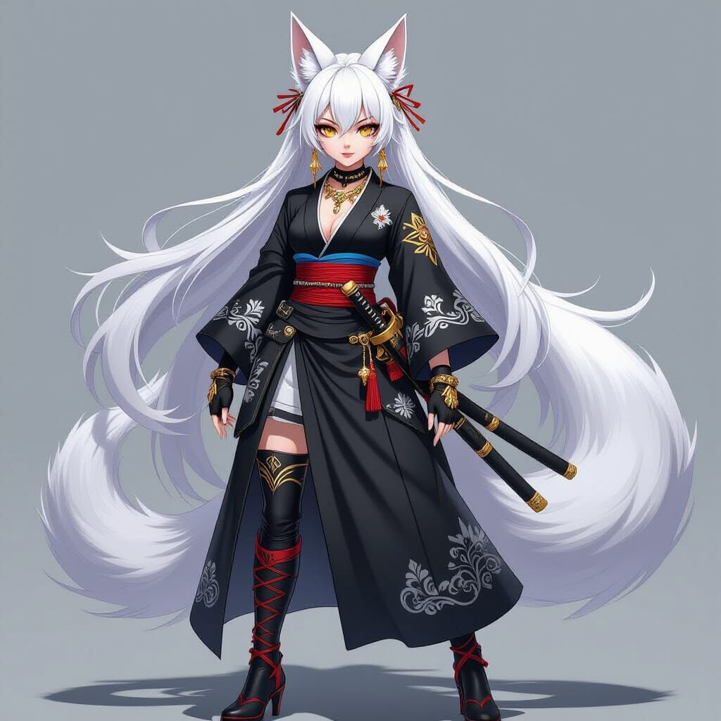 Anime Admiral with Kitsune Ears and Katana