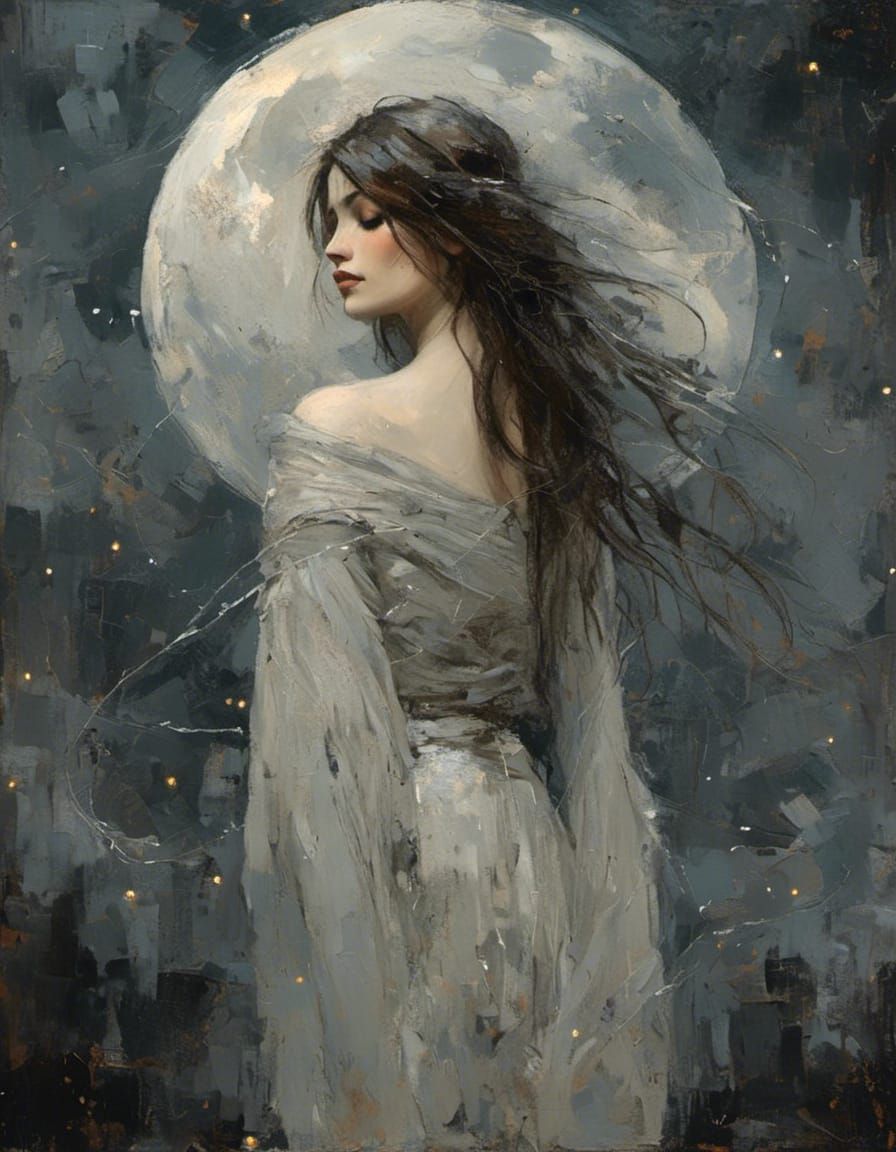 Elegant Woman in Pre-Raphaelite Style Concept Art