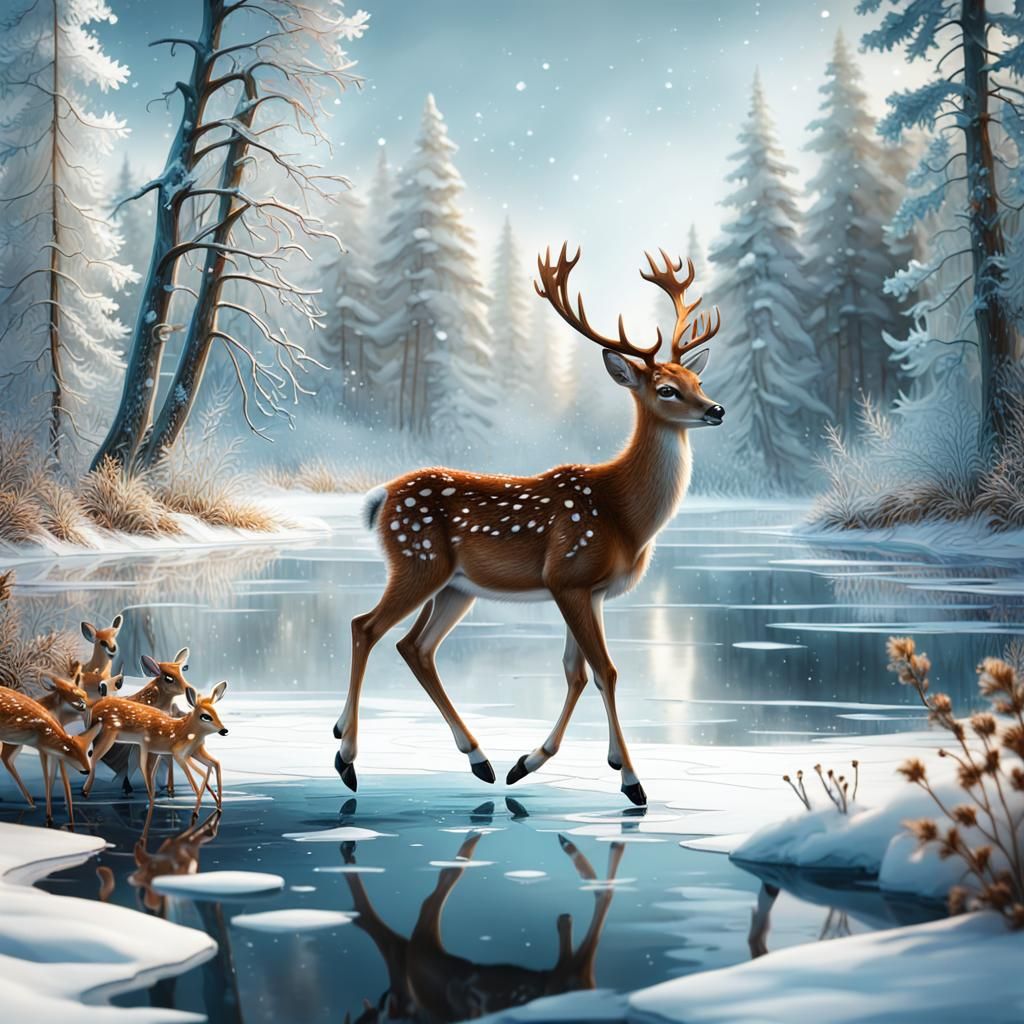 Baby Bambi Ice Skating in Scandinavia