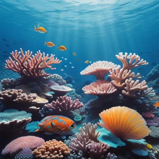 Betta Fish in Coral Reef: A Miyazaki-Inspired Scene