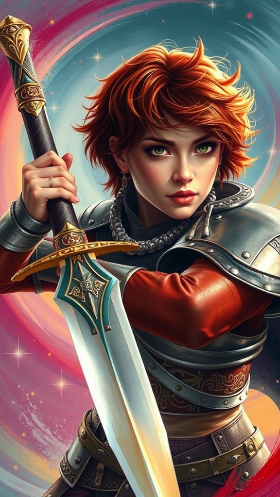 Warrior Princess in Silver Armor with Sword