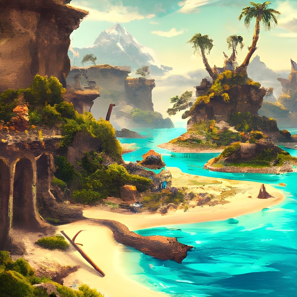 Epic Beach Peninsula Wonderland in Detailed Matte Painting