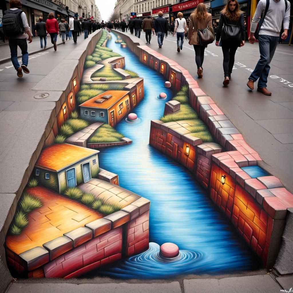 Captivating 3D Chalk Art of City Underground