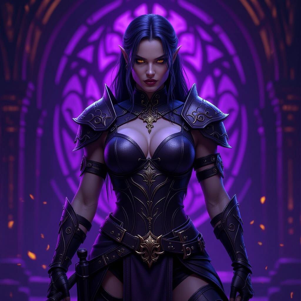 Dark Fantasy Drow Warrior in Leather Armor