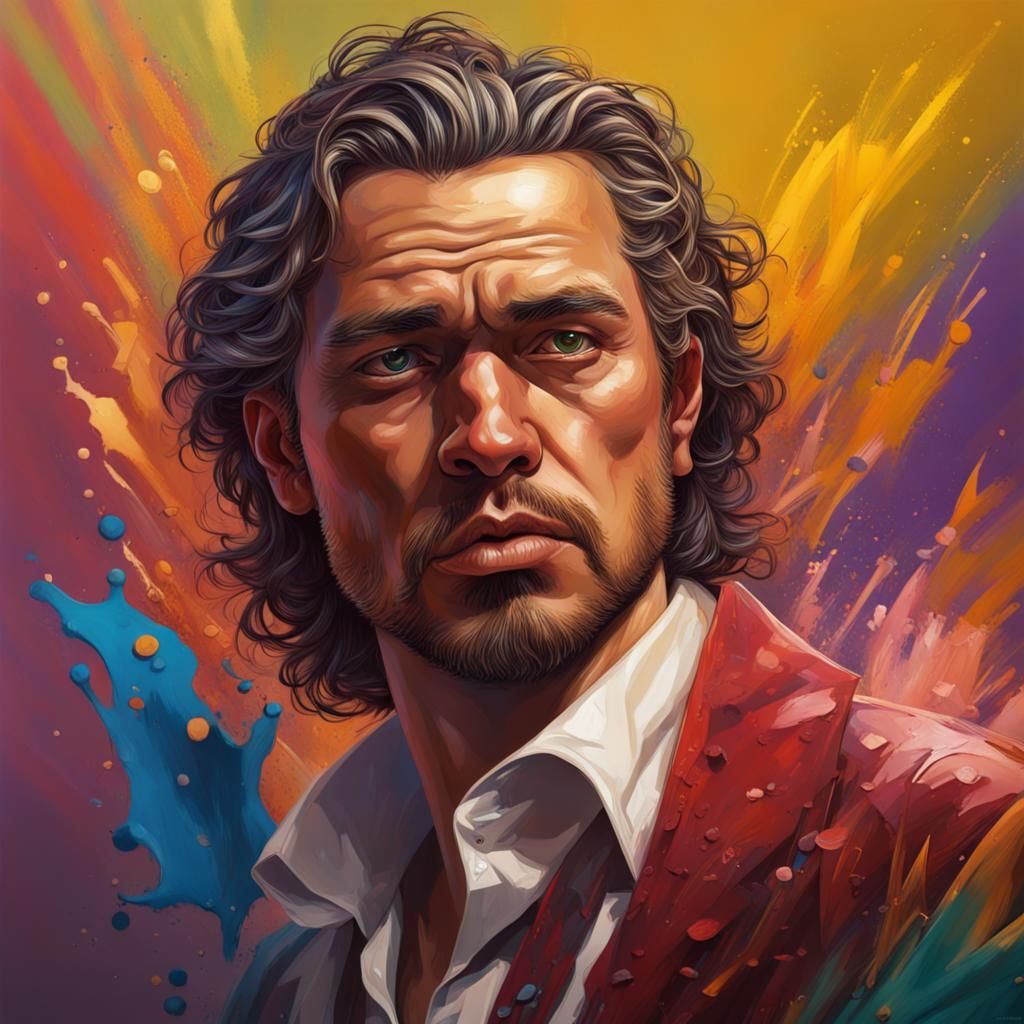 Rich and Poor Man in Hyperrealistic Splash Art