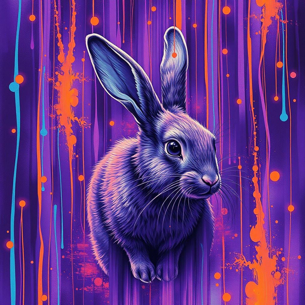 Vibrant Triadic Dreamscapes in Charcoal Drawing Style