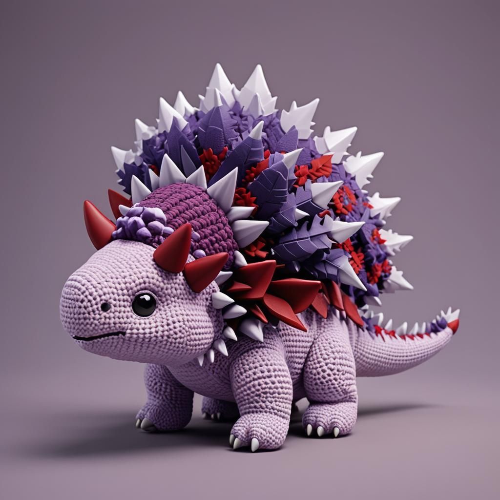 Cute Purple Stegosaurus Chibi Crochet Plushy