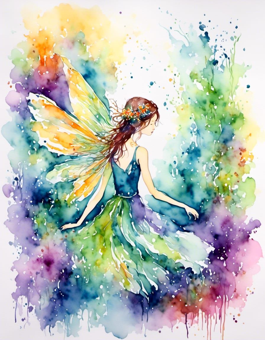 Ethereal Fairy in Watercolor Style