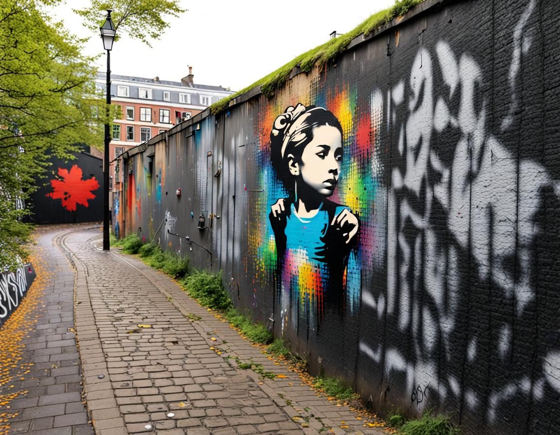 Colorful Amsterdam Alleyway Graffiti Art