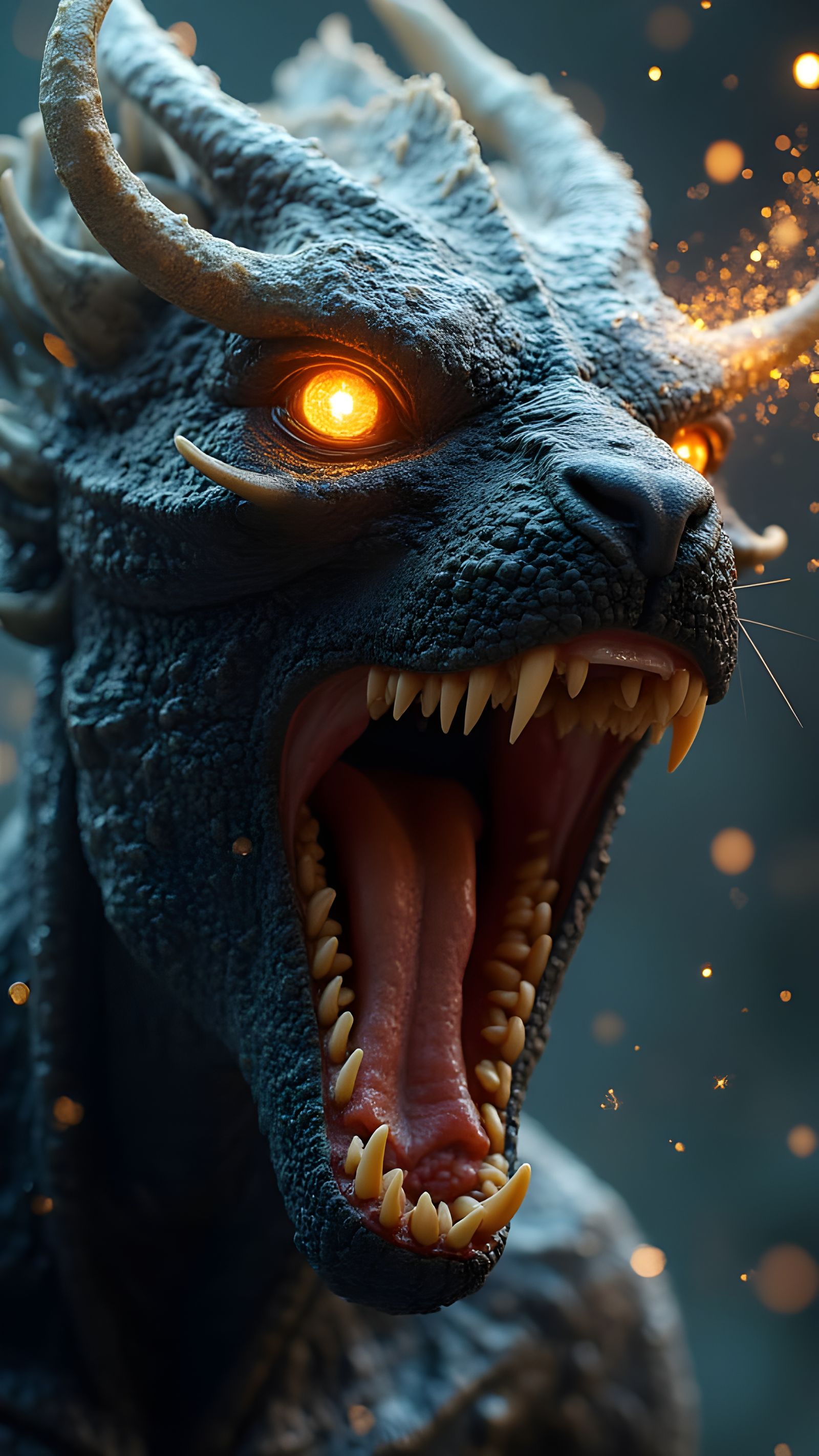 Hybrid Creature Roaring with Radiant Energy in Cinematic Por...