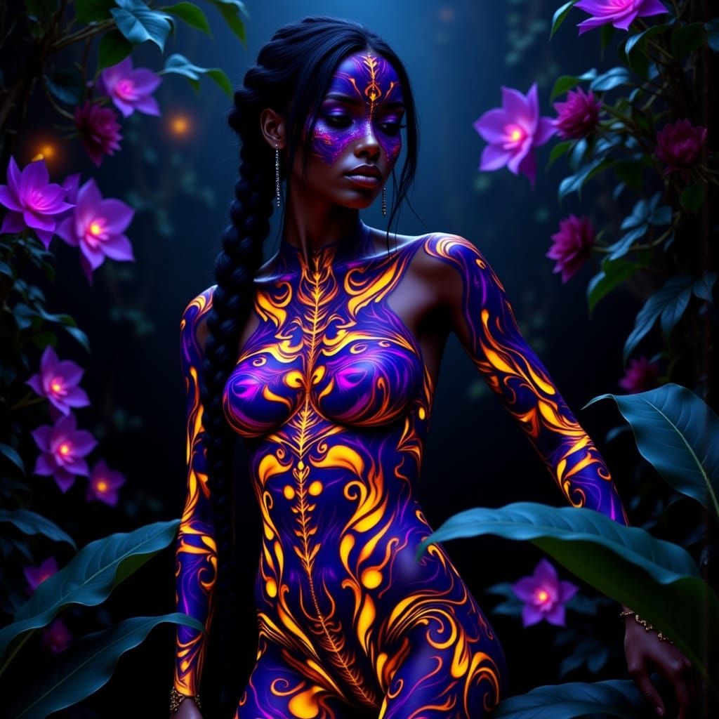 Psychedelic Goddess in Vibrant Purple Leopard Spots