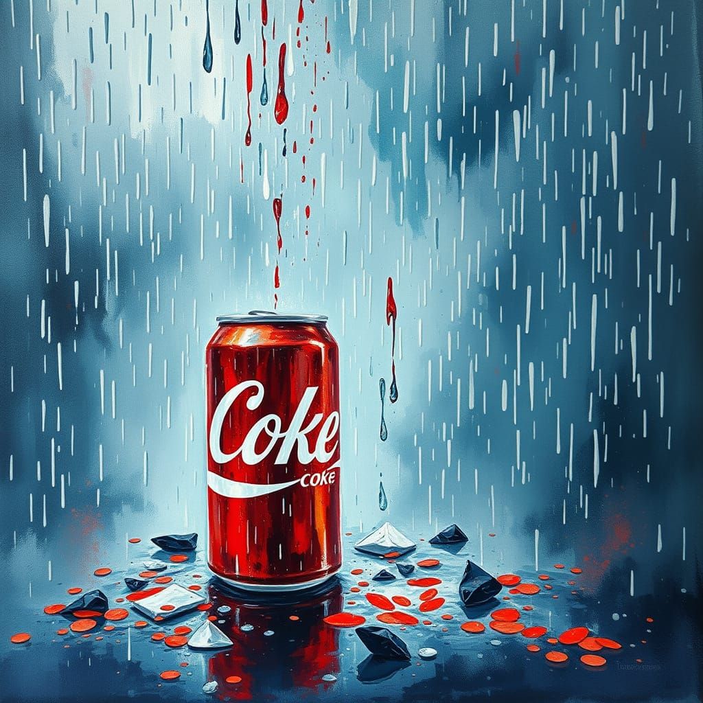 Rain + crushed Coke can