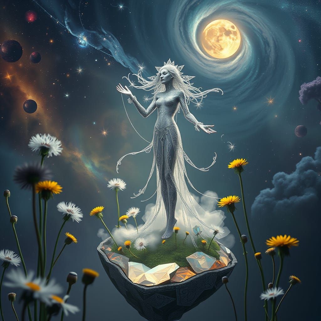 Cosmic Surrealism: Ethereal Being in Bio-Art Dreamscape