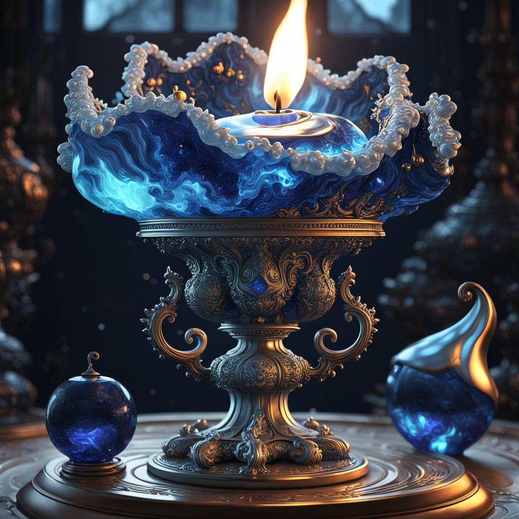 Genie Emerges From Sapphire Lamp: Detailed Matte Painting
