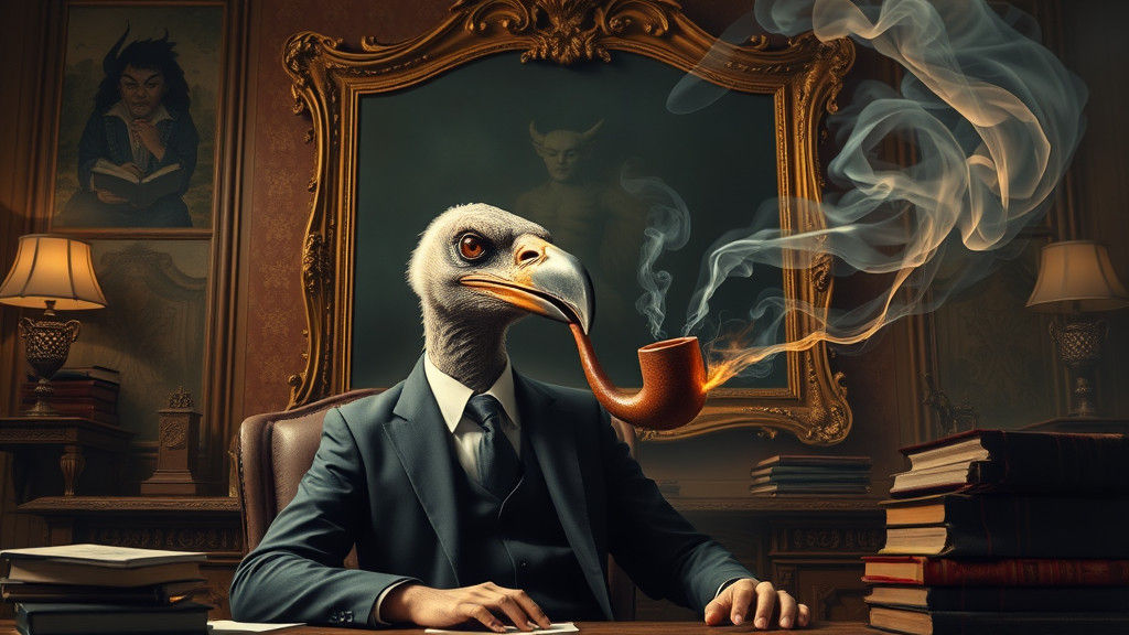 Vulture Lawyer in Opulent Office, Mystical Art