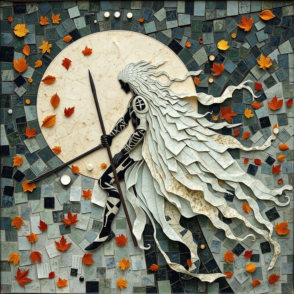 Ghostly Warrior in Autumn Mosaic