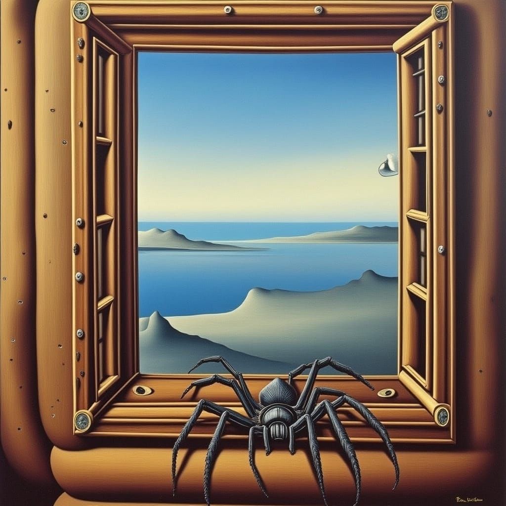 Spider on a Window in Strange World Style