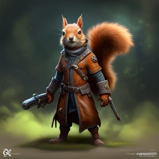 Squirrel Pilot in Dark Fantasy Style