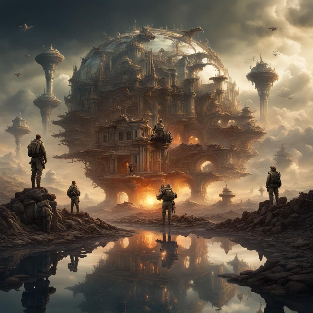Surreal War Reflection: Epic Digital Matte Painting