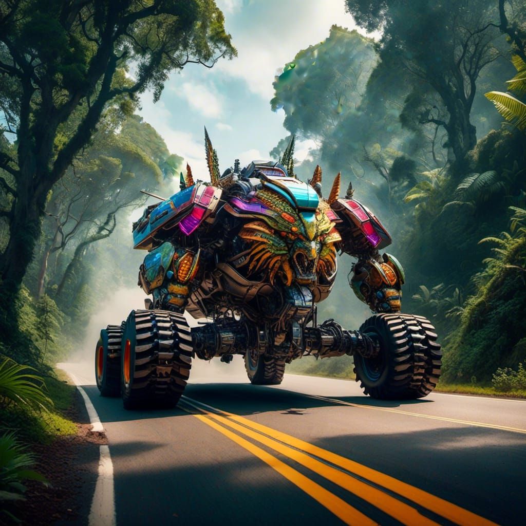 Surreal Transformer Creature Runs Through Jungle