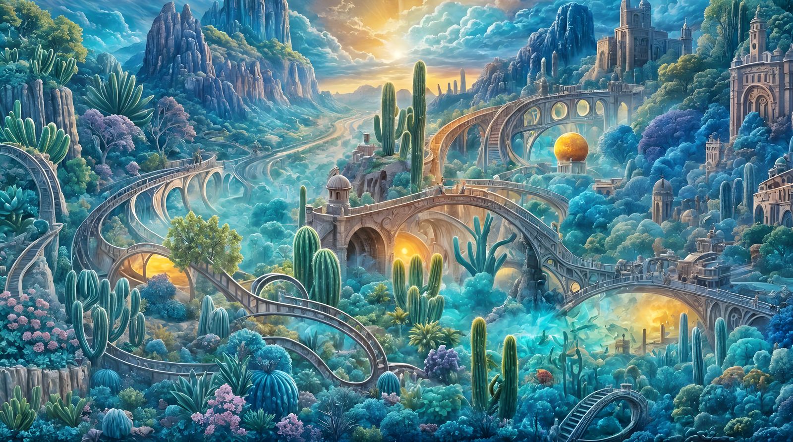 Dieselpunk Desert Fortress at Zion Park Sunset