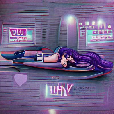 Retrofuturistic Yuri Scene: A Vibrant AI Art Piece