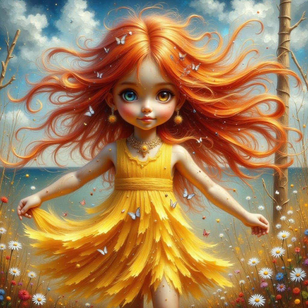 Young Girl Playing in Playground Oil Painting