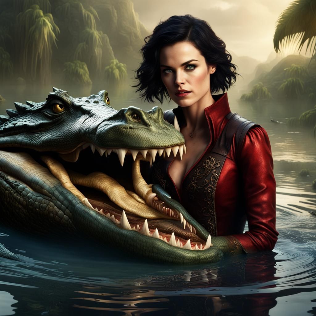 Captain Hook and Crocodile, Detailed Matte Painting