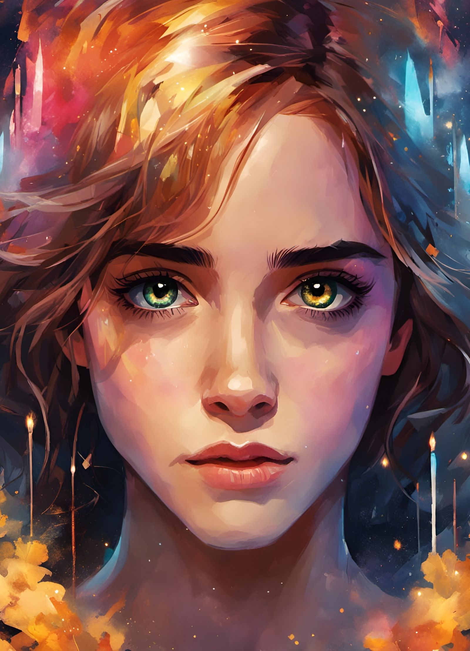 Anime Goddess Portrait in Watercolor Style