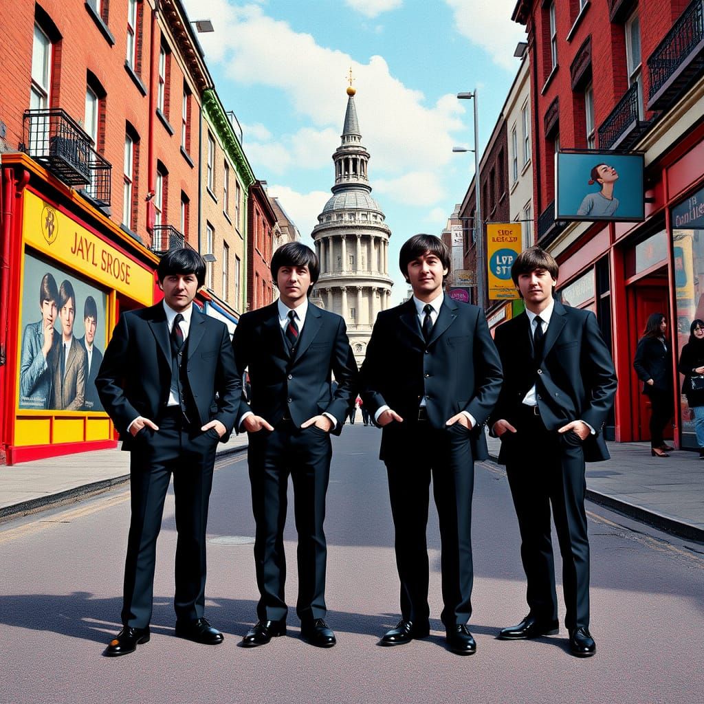 The Beatles in Liverpool: A Modern Pop Art Rendition
