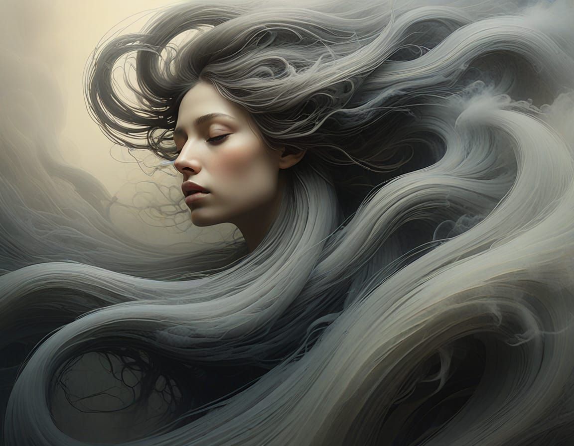 Surreal Smoke Vortex with Expressive Brushstrokes