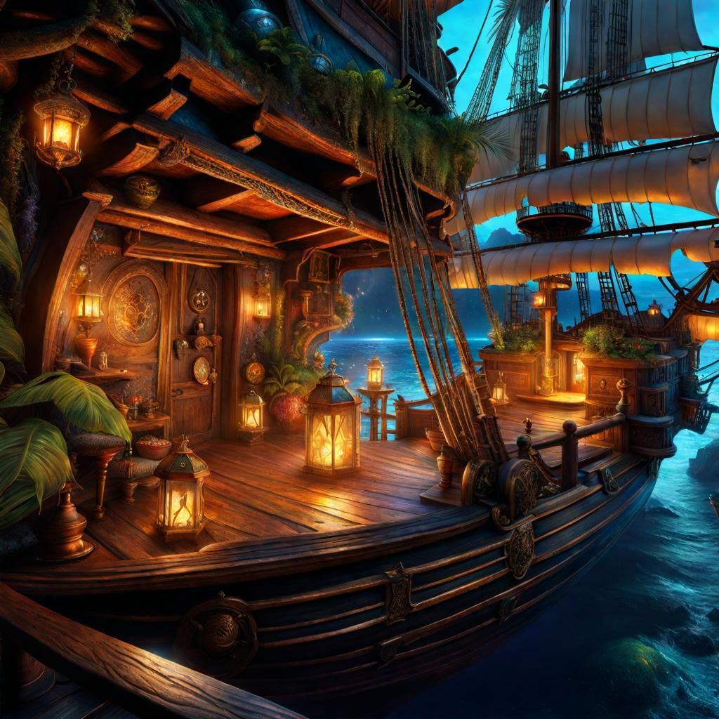 Cinematic Pirate Captain in Whimsical Wonderland