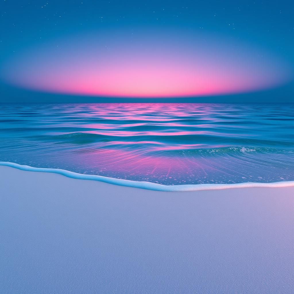 Starry Night Reflection on White Sand Beach