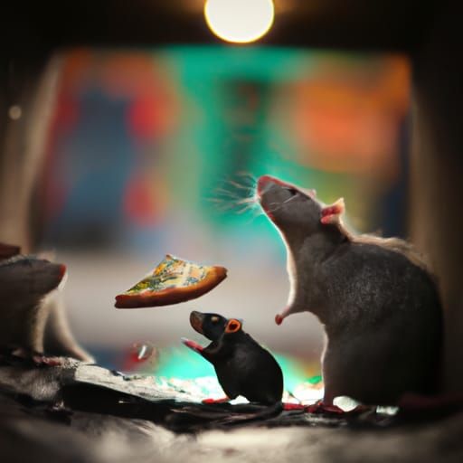 Sewer Rat Celebrates with Pizza