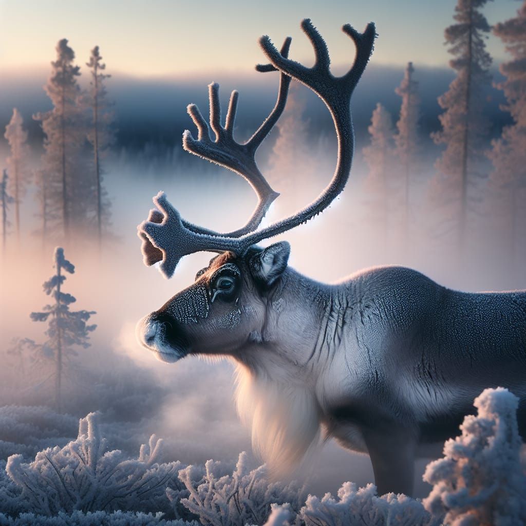 Majestic Reindeer in Winter Habitat