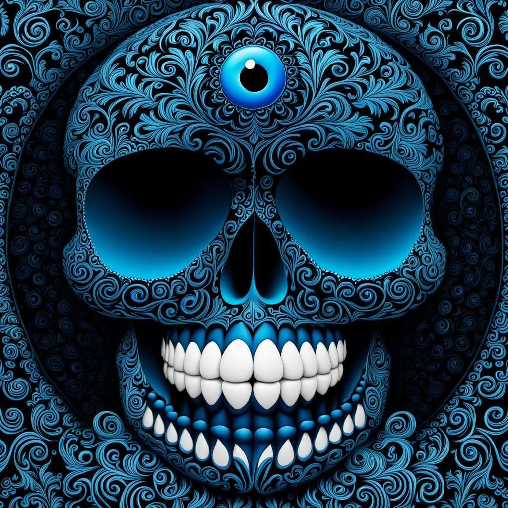 Sugar Skull Stereogram Yin and Yang