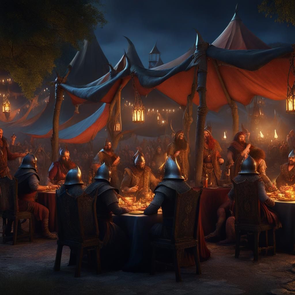 Medieval Festival with Dragon King People