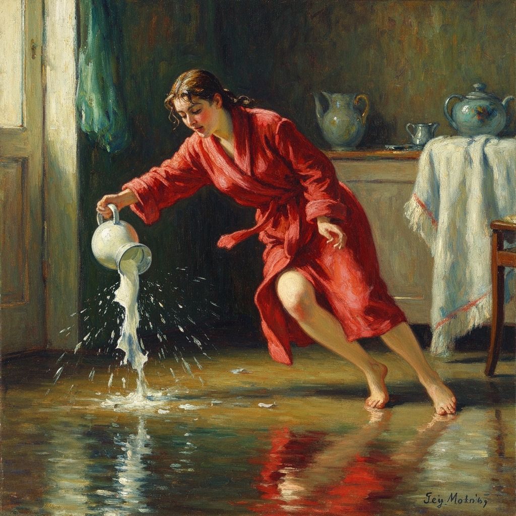 Impressionist Painting of Domestic Mishap