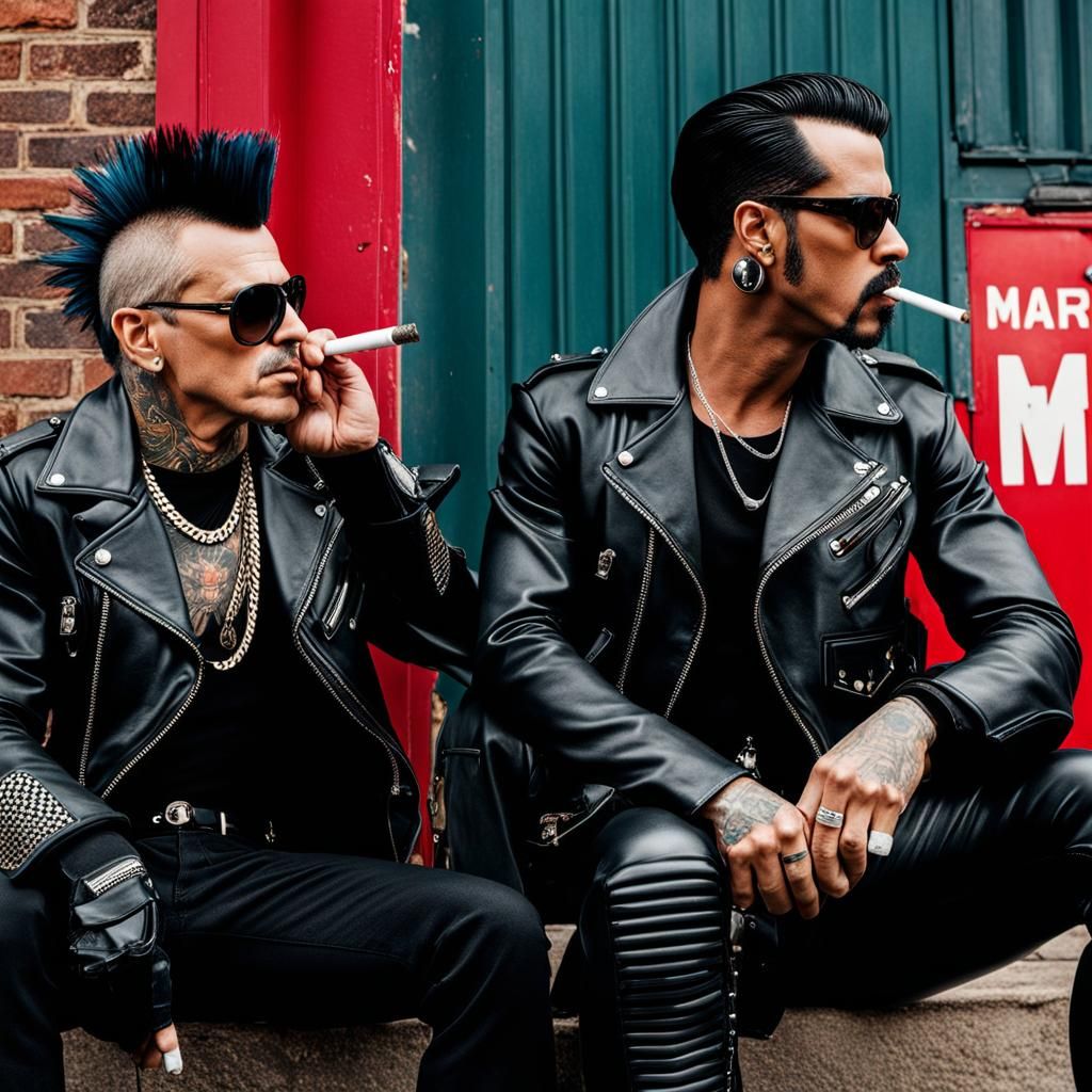 Punk Men with Black Maverick Car