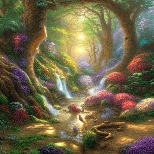 Ethereal Forest View Through Hollow Tree