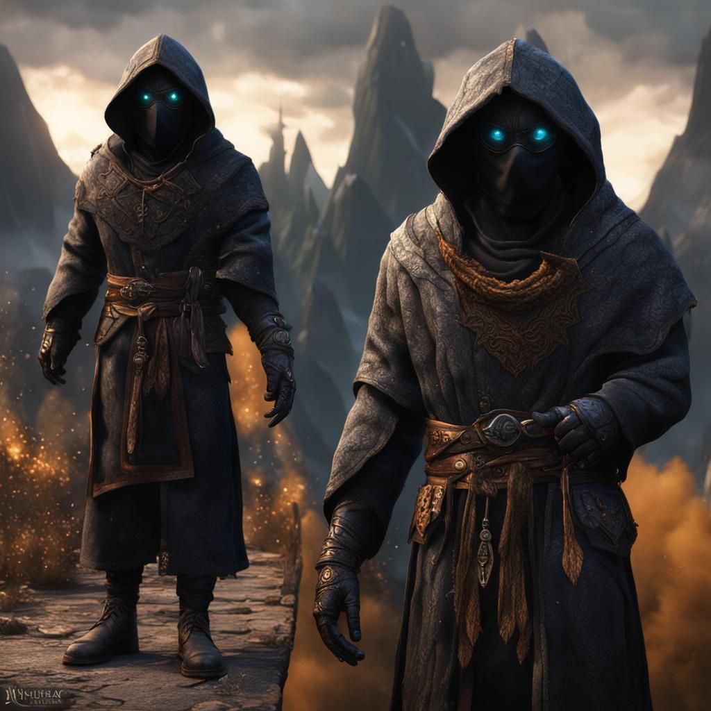 Monk in Hooded Fur Cloak: Detailed Matte Painting