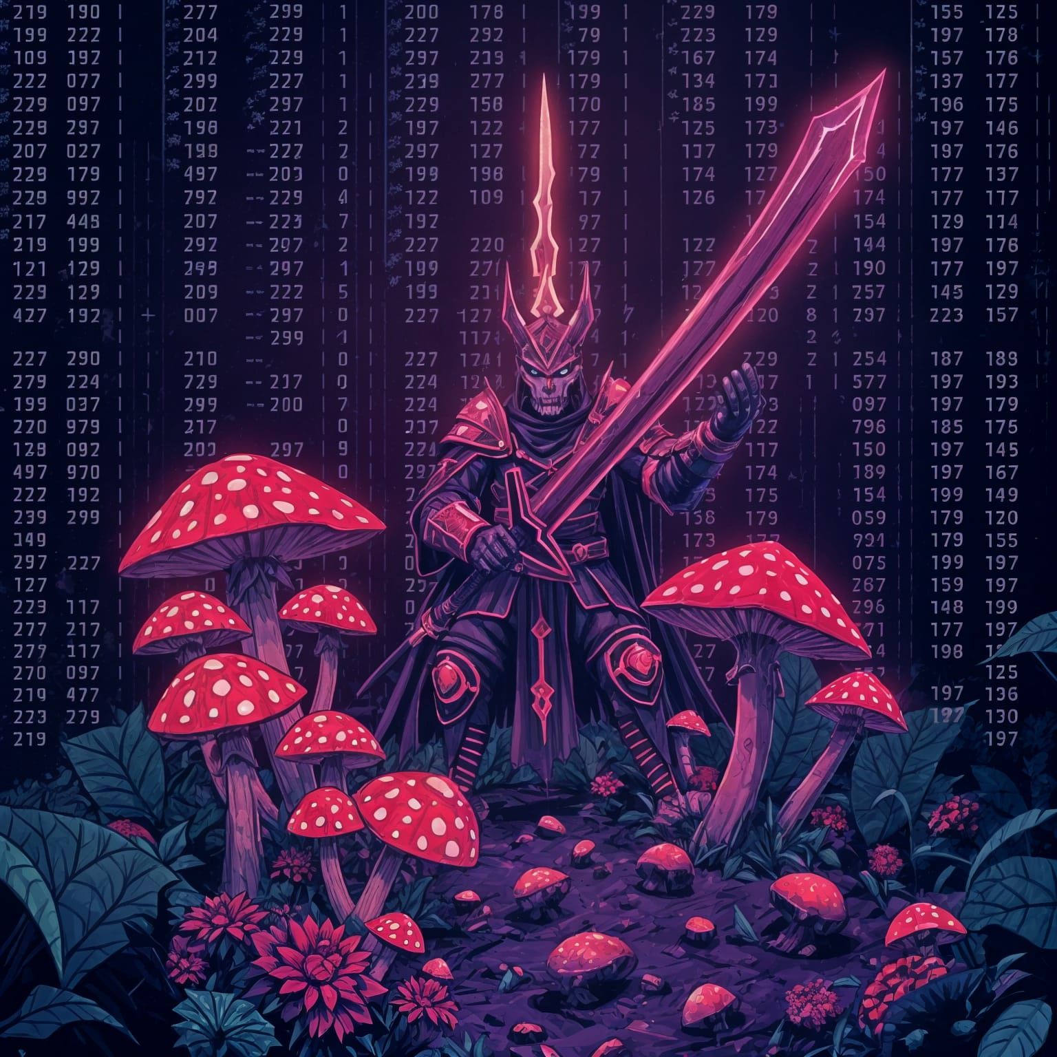 Hyperdetailed Fantasy Warrior in a Glitchcore Landscape