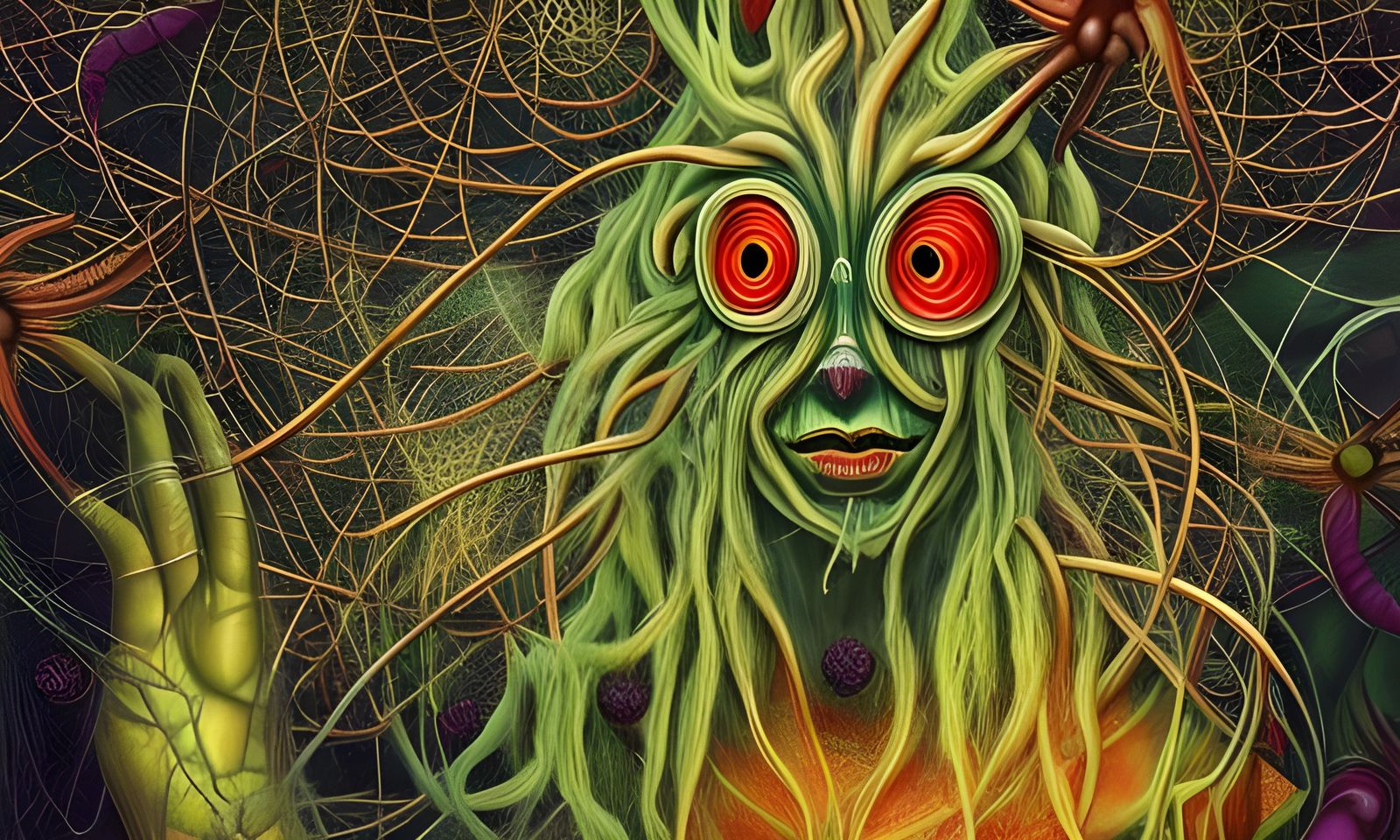 Elf-Man with Energetic Fields in Sci-Fi Horror Art