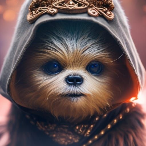 Ewok Portrait with Dramatic SFX, Detailed Render
