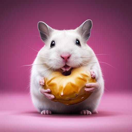 Hyperrealistic Hamster Eats Doughnut in Splash Art