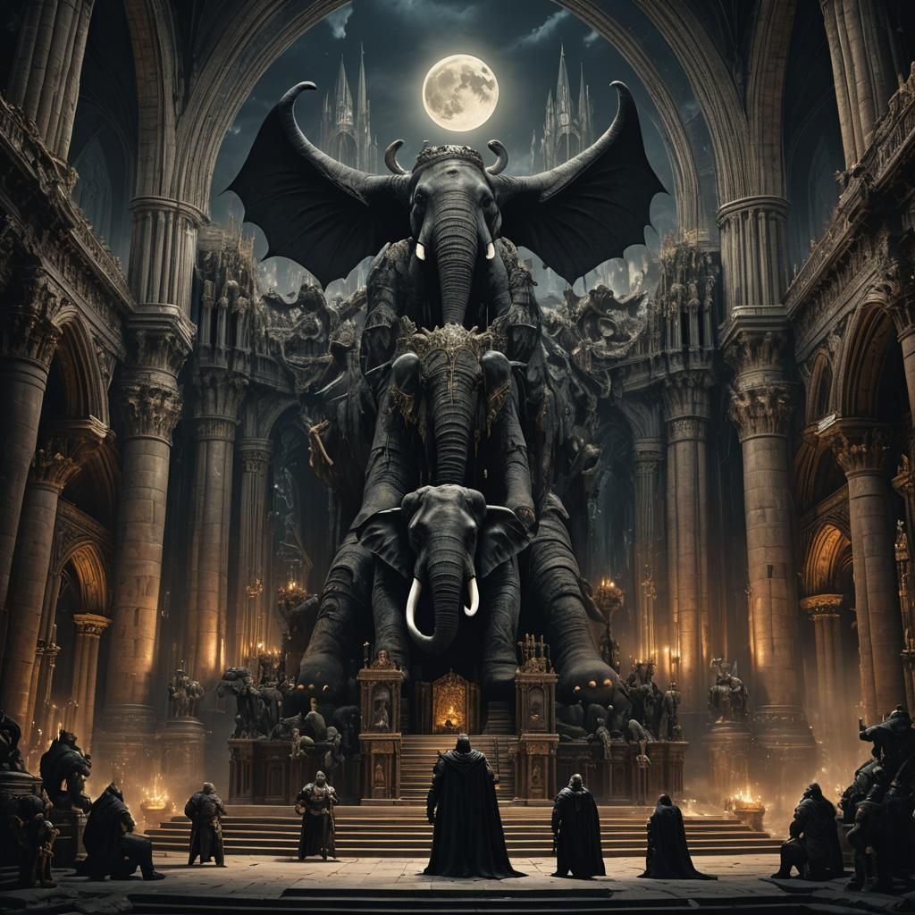 Dark Knight Enthroned in Moonlit Cathedral