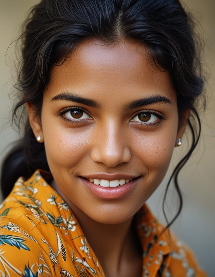 Confident Caribbean Beauty in Tropical Print