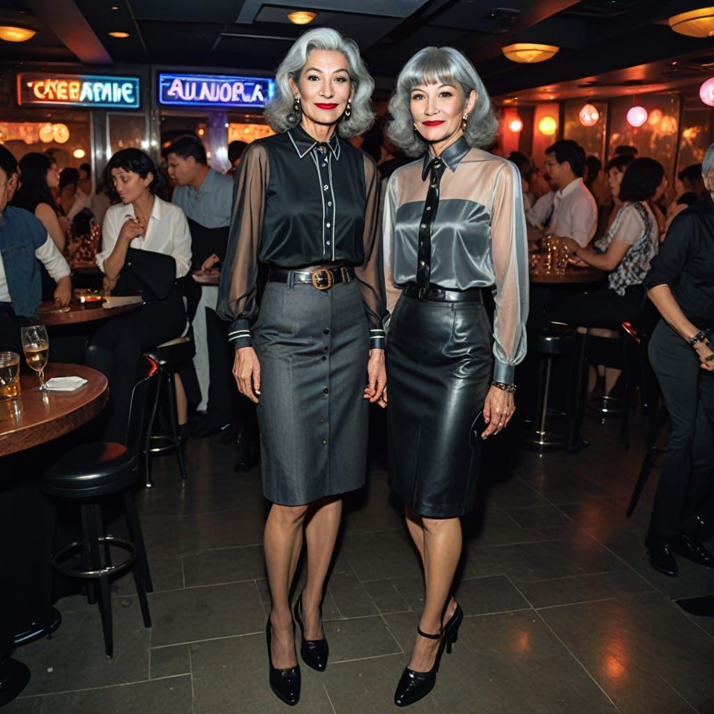 Vintage Cross Dresser Nightlife Glamour in Cyberpunk Style