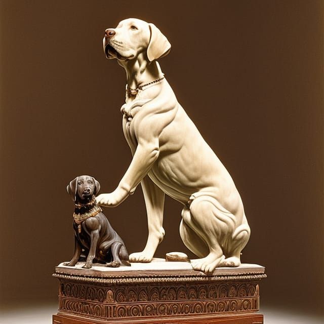 Detailed Marble Labrador Statue in Tiffany Style