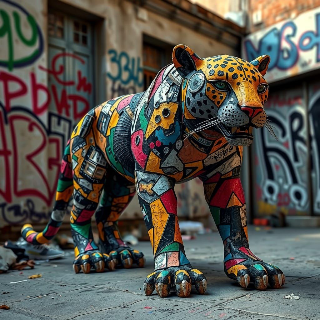 Street Art Sculpture Made of Recycled Materials